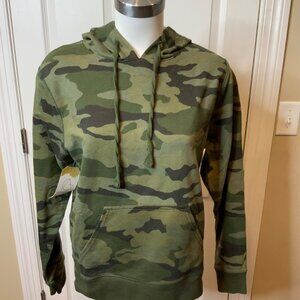 J.Crew Green Camo Long Sleeve Hoodie Sweatshirt, Size Medium
